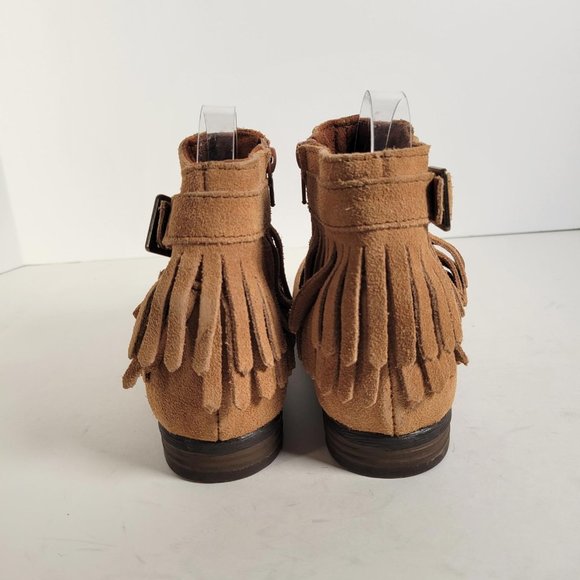 Minnetonka Suede Tan Double Fringe Bootie RANCHO Women Size 7 - Picture 7 of 14